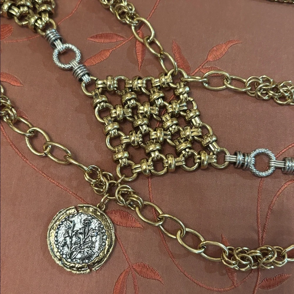 Zara RHOMBUS MEDALLION Gold Silver METAL BELT